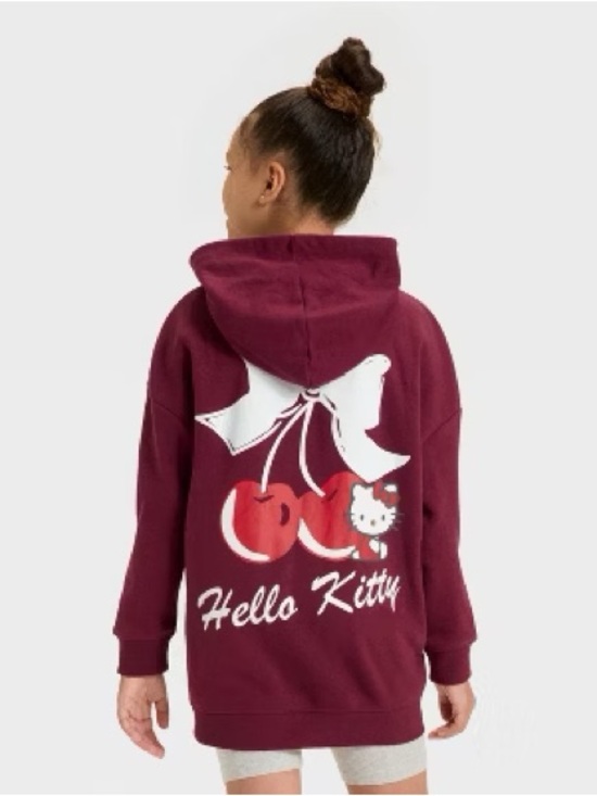 Hello Kitty Other - Hello Kitty Girls Hooded Cherry Bow Oversized Sweatshirt size large 10/12